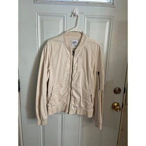 Zara cream zip front jacket size Small